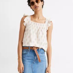 NEW Madewell Smocked Ruffle-Strap Tank Top in Ikat
